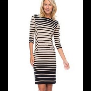J McLaughlin Catalyst Striped Dress 3/4 Sleeve Small